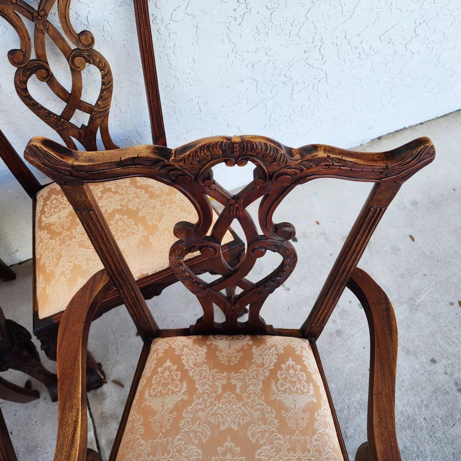 Set di 8 sedie da pranzo antiche Chippendale in vendita 3