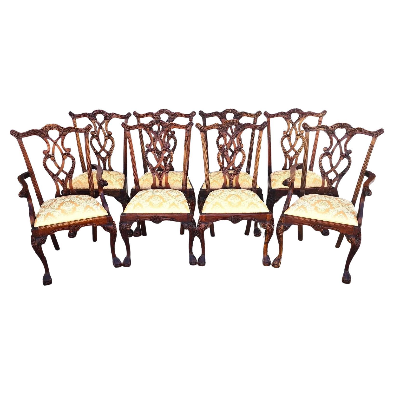 Antique Chippendale Dining Chairs Set of 8