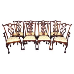 Juego de 8 sillas de comedor Chippendale antiguas