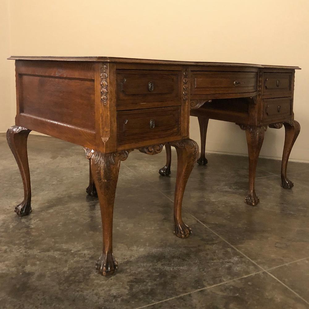 20th Century Antique Chippendale Double Sided Desk