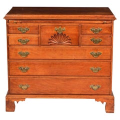 Antique Chippendale Fan-Carved Walnut Bachelor's Chest of Drawers