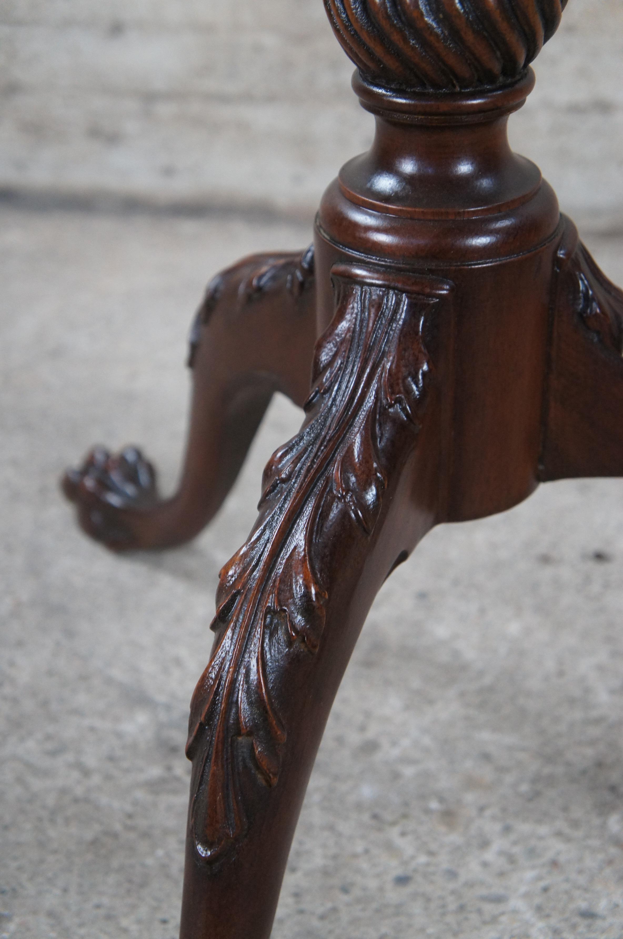 Antique Chippendale Flame Mahogany Pie Crust Ball & Claw Pedestal Tea Table  For Sale 4