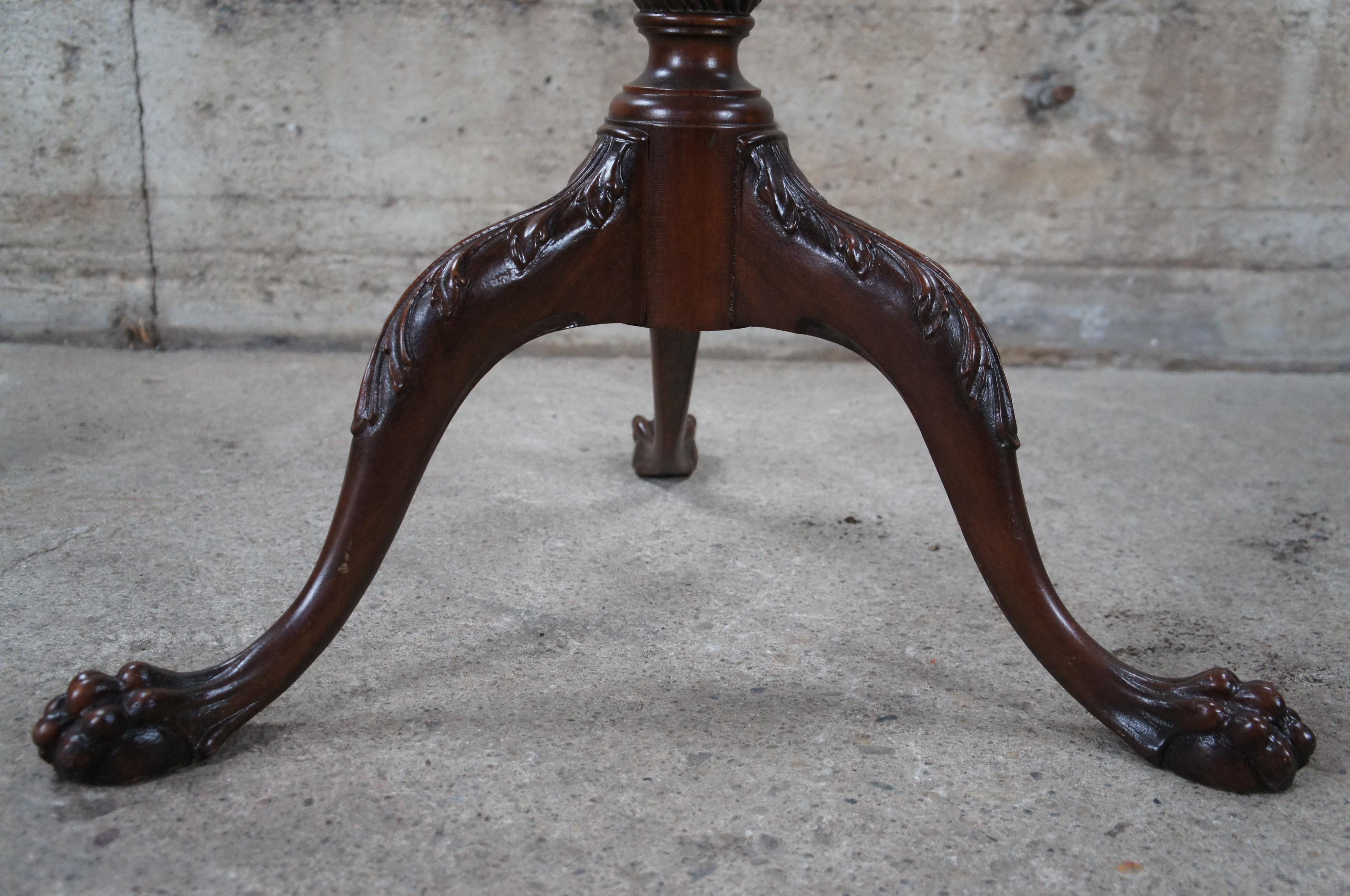 Antique Chippendale Flame Mahogany Pie Crust Ball & Claw Pedestal Tea Table  For Sale 5