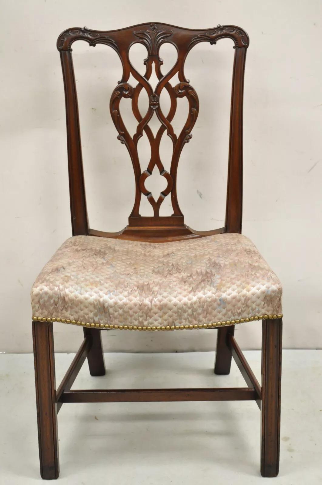 Antiche sedie da pranzo Chippendale in stile georgiano in mogano intagliato - Set di 6 in vendita 5