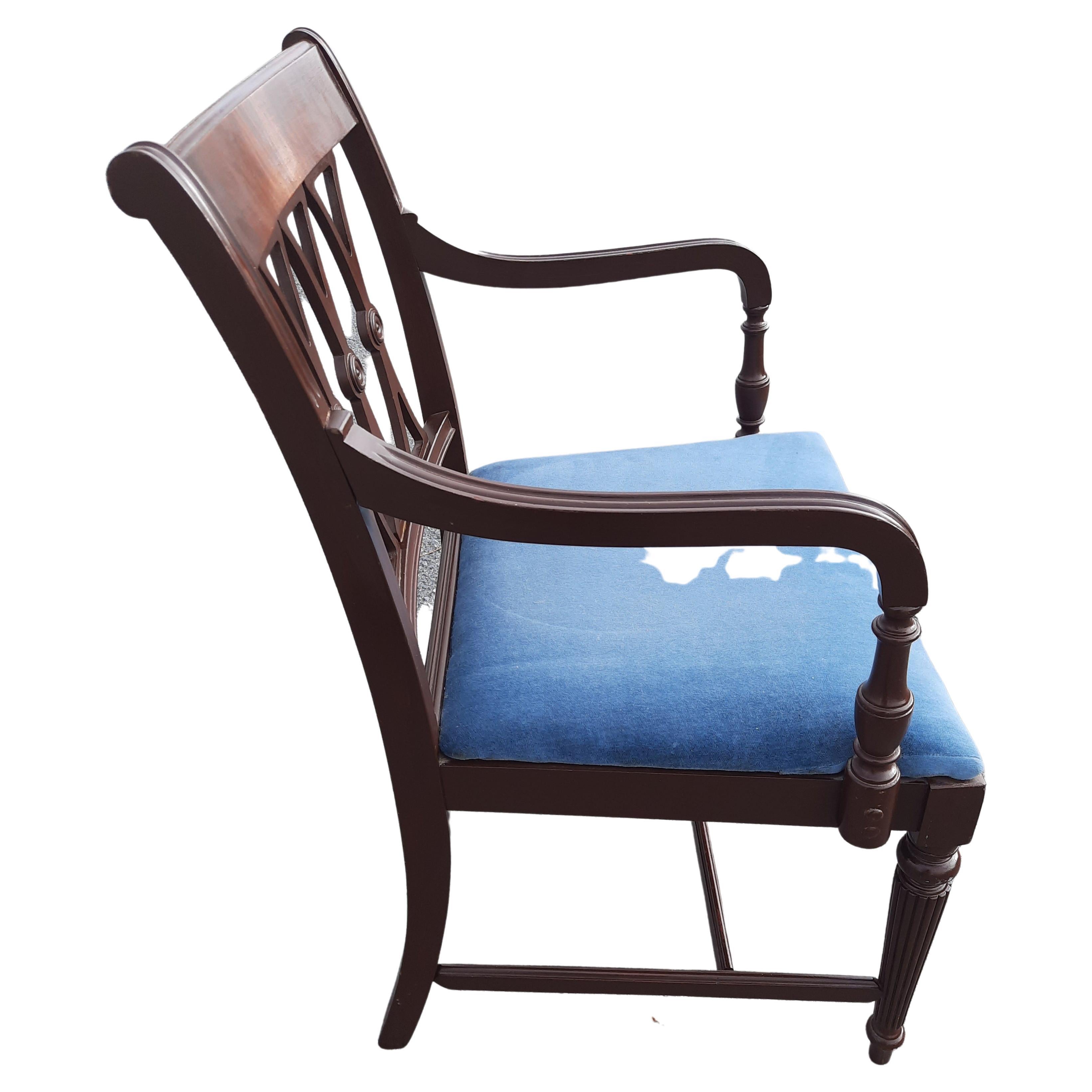 Upholstery Antique Chippendale Mahogany Armchair, Circa 1930s For Sale