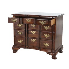 Antique Chippendale Mahogany Block Front Gentleman's Chest of Drawers C1930
