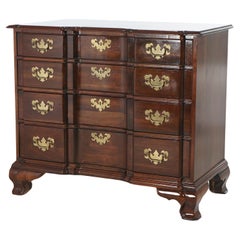 Antique Chippendale Mahogany Block Front Gentleman's Chest of Drawers C1930