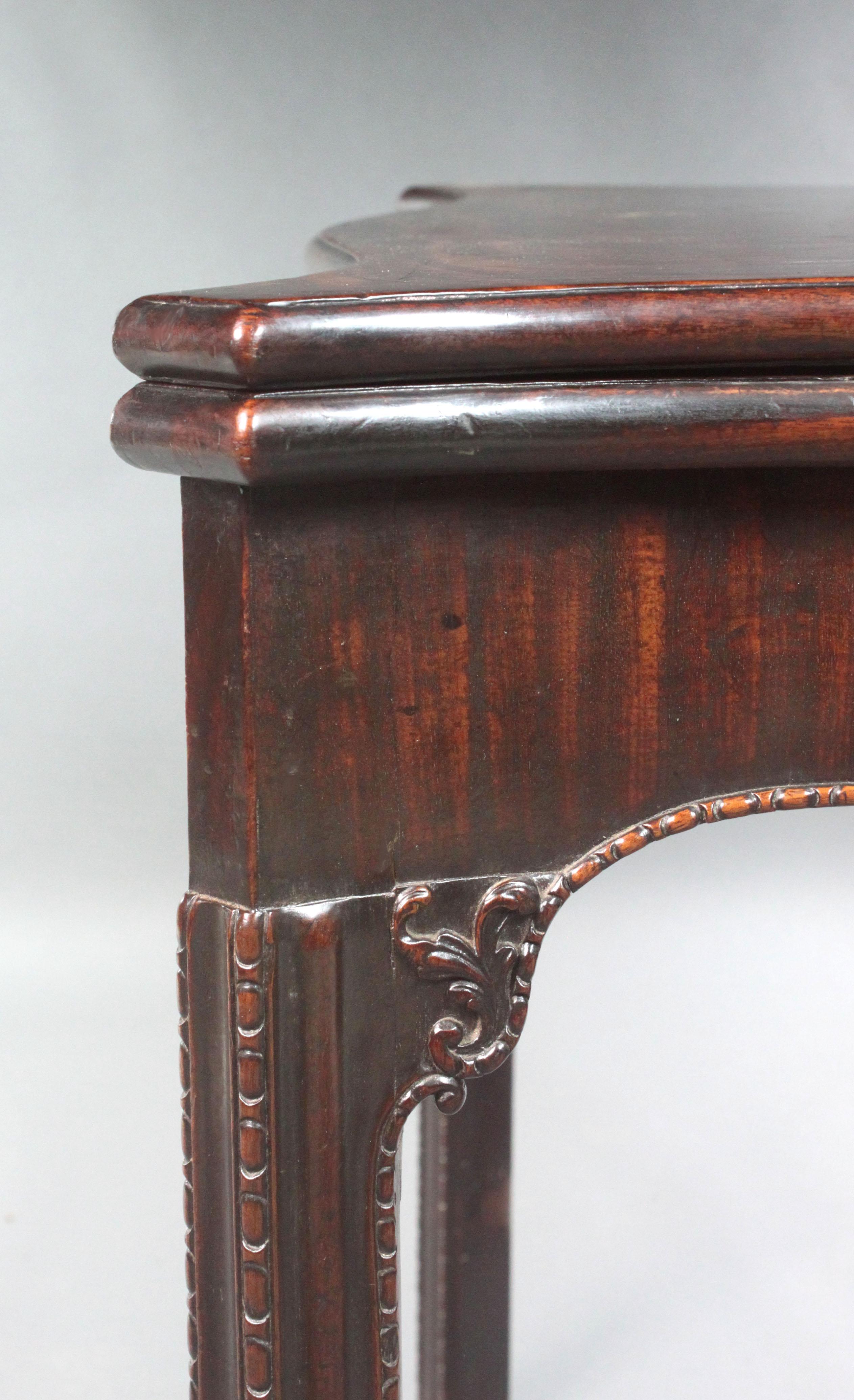 Georgian Antique Chippendale Mahogany Card Table For Sale