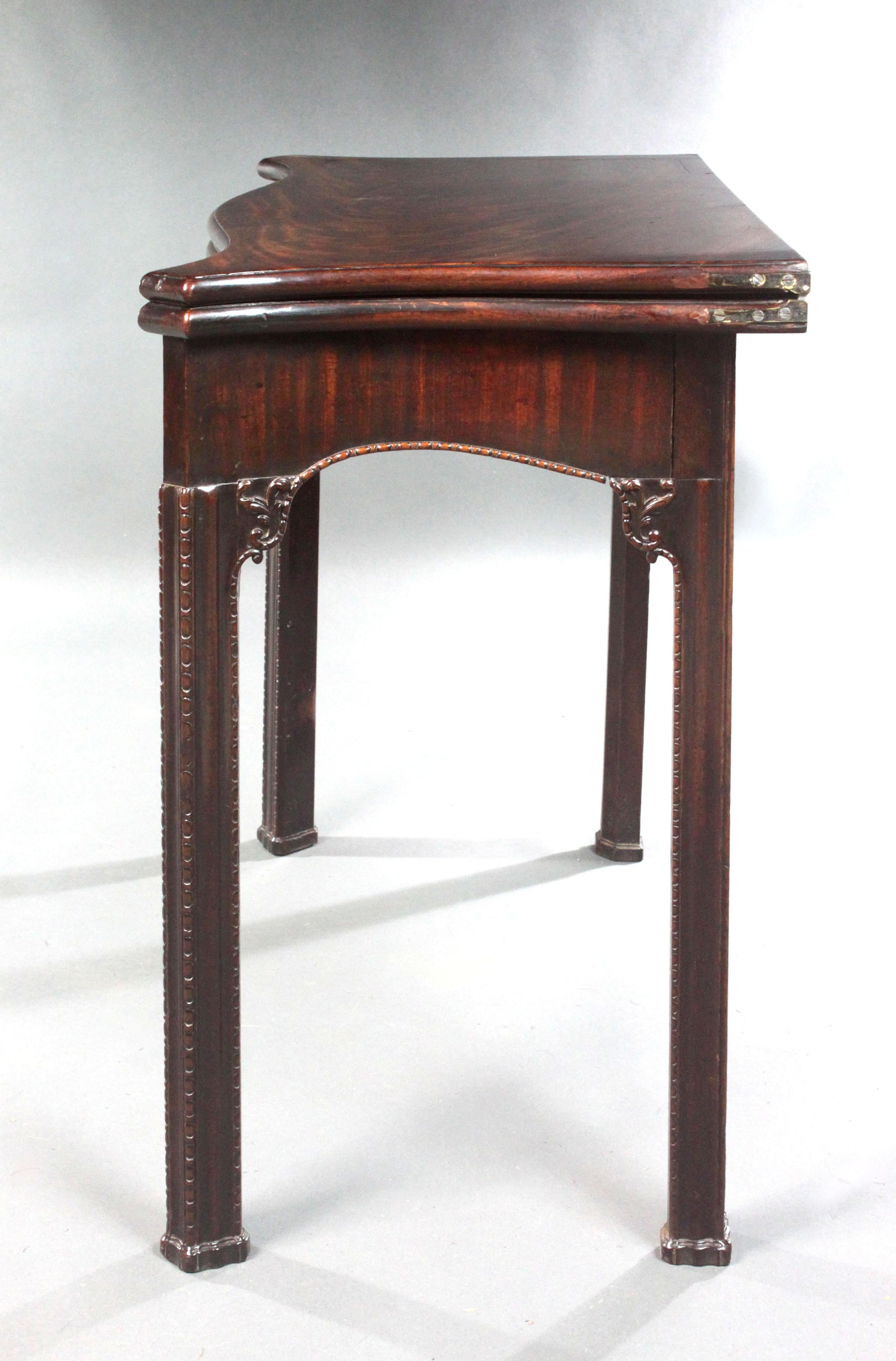 English Antique Chippendale Mahogany Card Table For Sale