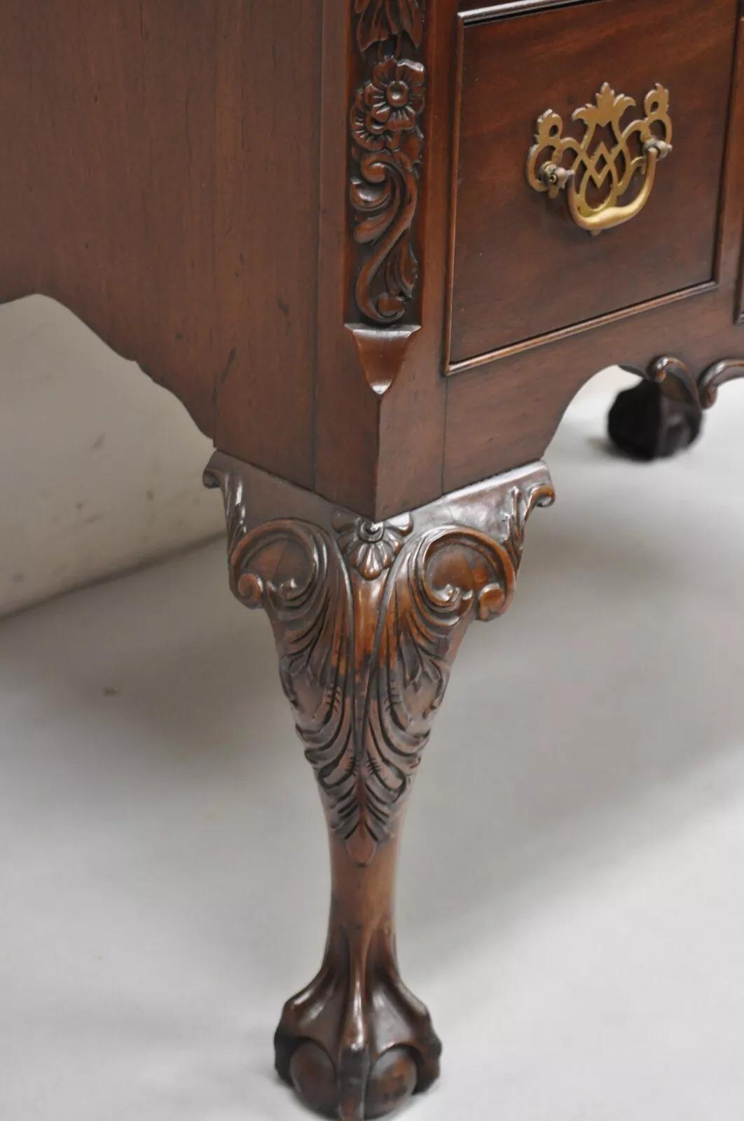 Antique Chippendale Mahogany Carved Ball and Claw Highboy Tall Chest Dresser 3