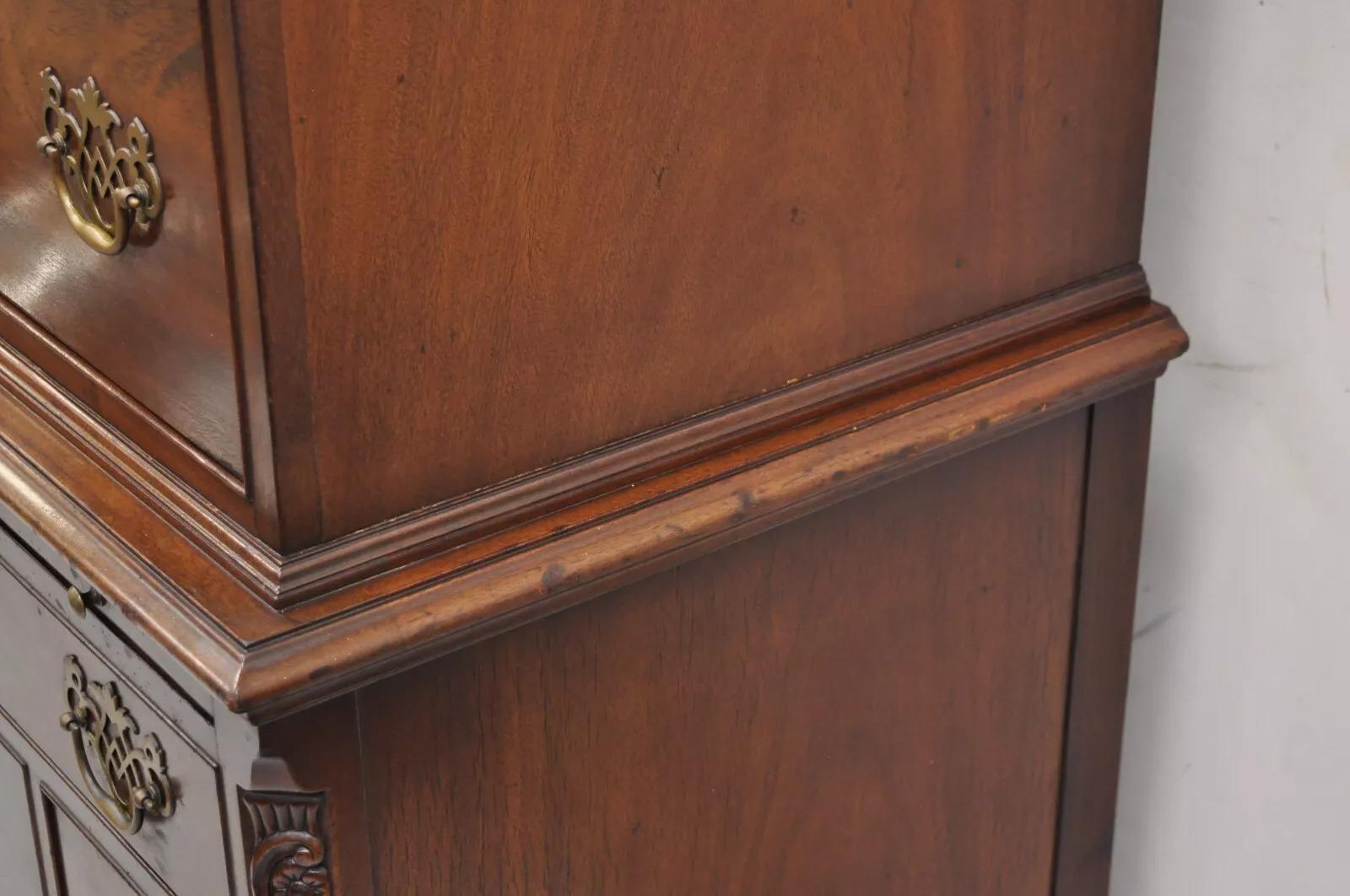 Antique Chippendale Mahogany Carved Ball and Claw Highboy Tall Chest Dresser 4