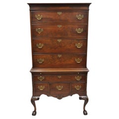Antique Chippendale Mahogany Carved Ball and Claw Highboy Tall Chest Dresser