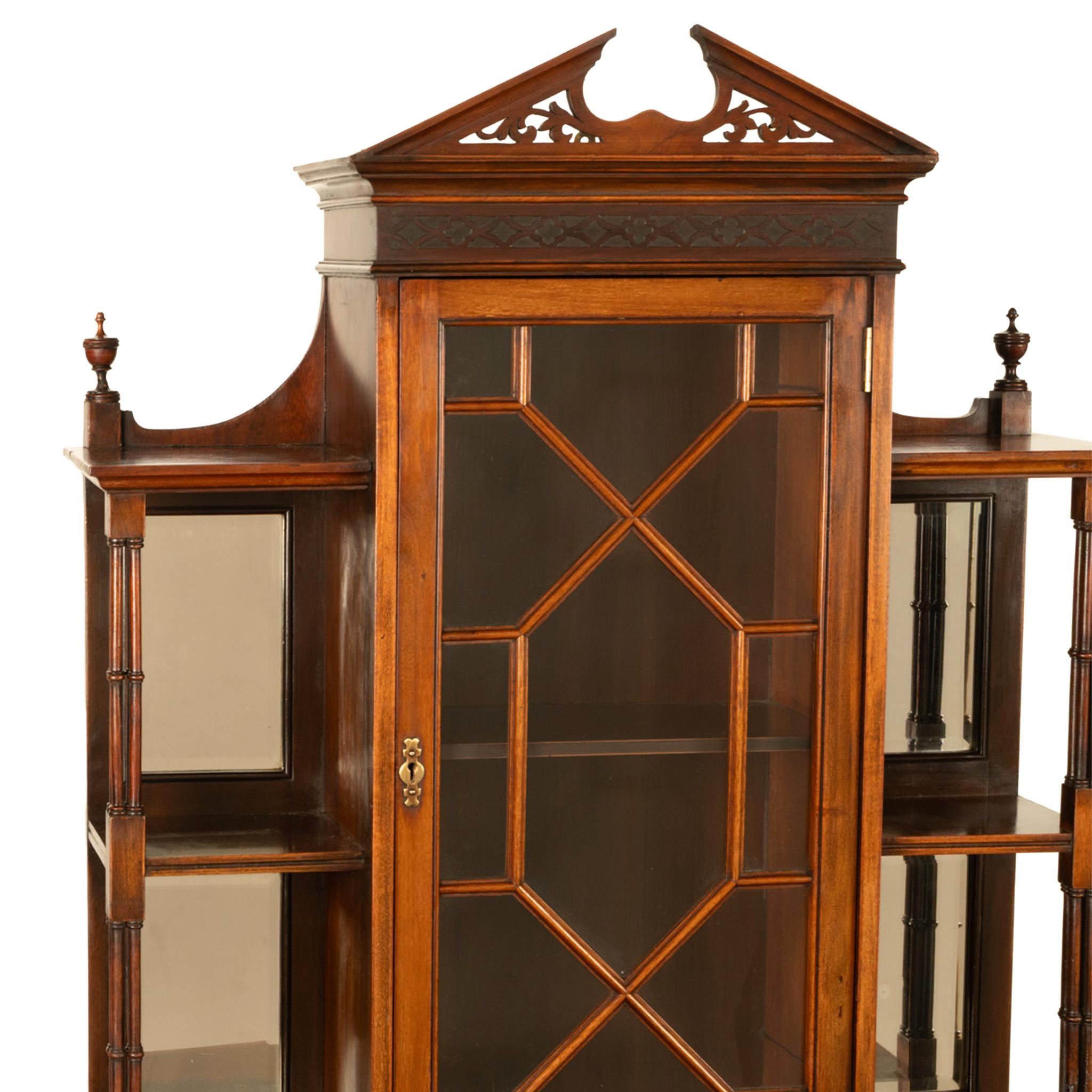 Antike Chippendale Mahagoni geschnitzt Vitrine Schrank Vitrine auf Stand 1895 im Angebot 4
