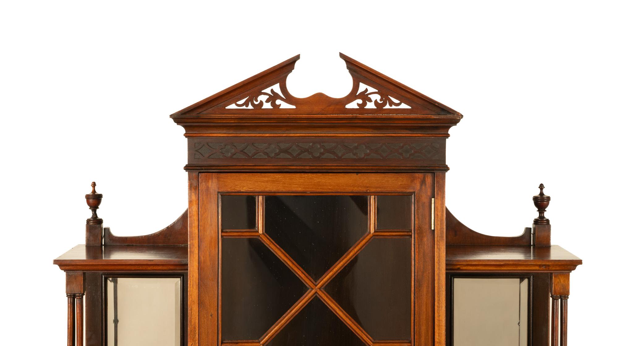 Antike Chippendale Mahagoni geschnitzt Vitrine Schrank Vitrine auf Stand 1895 im Angebot 5