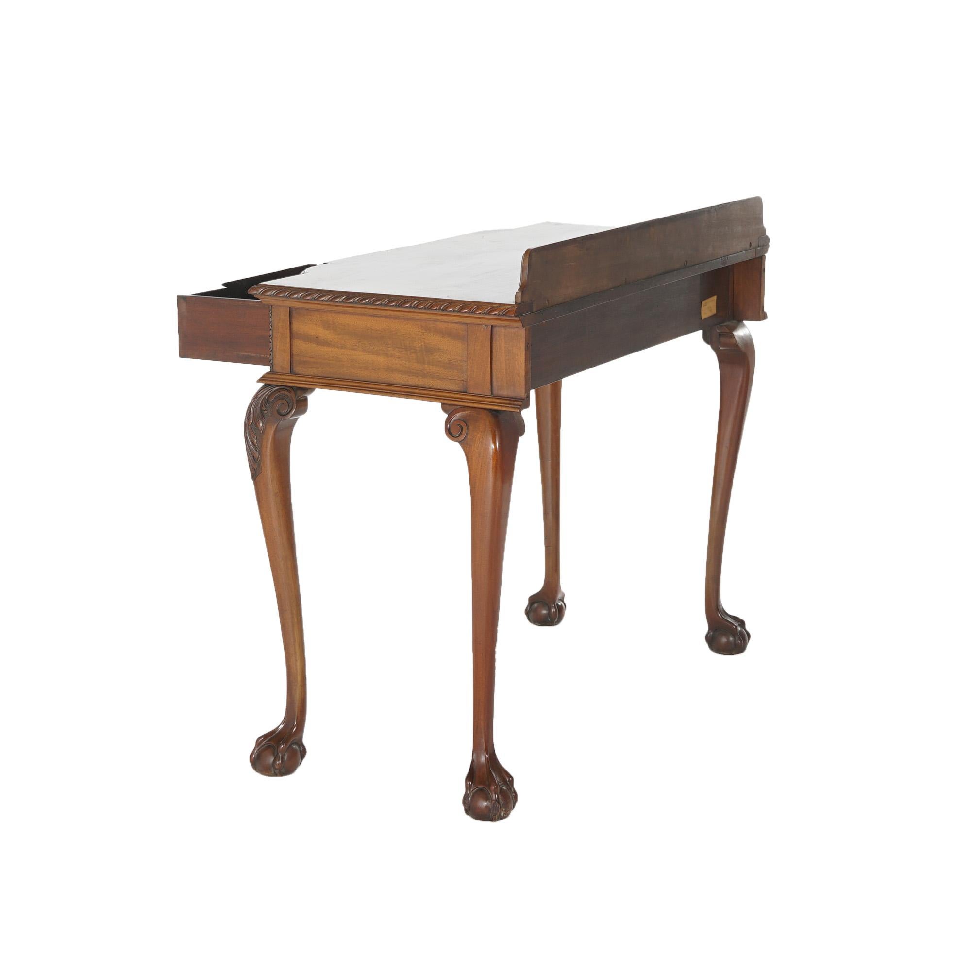 Antique Chippendale Mahogany Clawfoot Console Table with Gadrooned Edge c1920 6