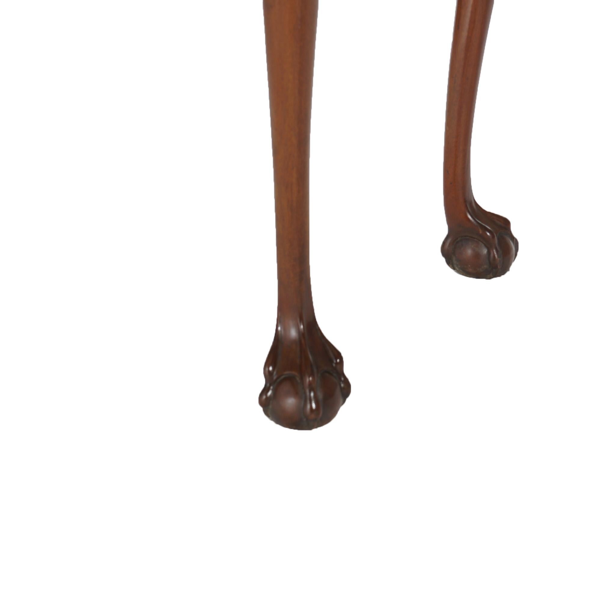 Carved Antique Chippendale Mahogany Clawfoot Console Table with Gadrooned Edge c1920