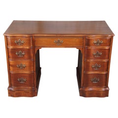 Antique Chippendale Mahogany Library Serpentine Kneehole Writing Desk 44"