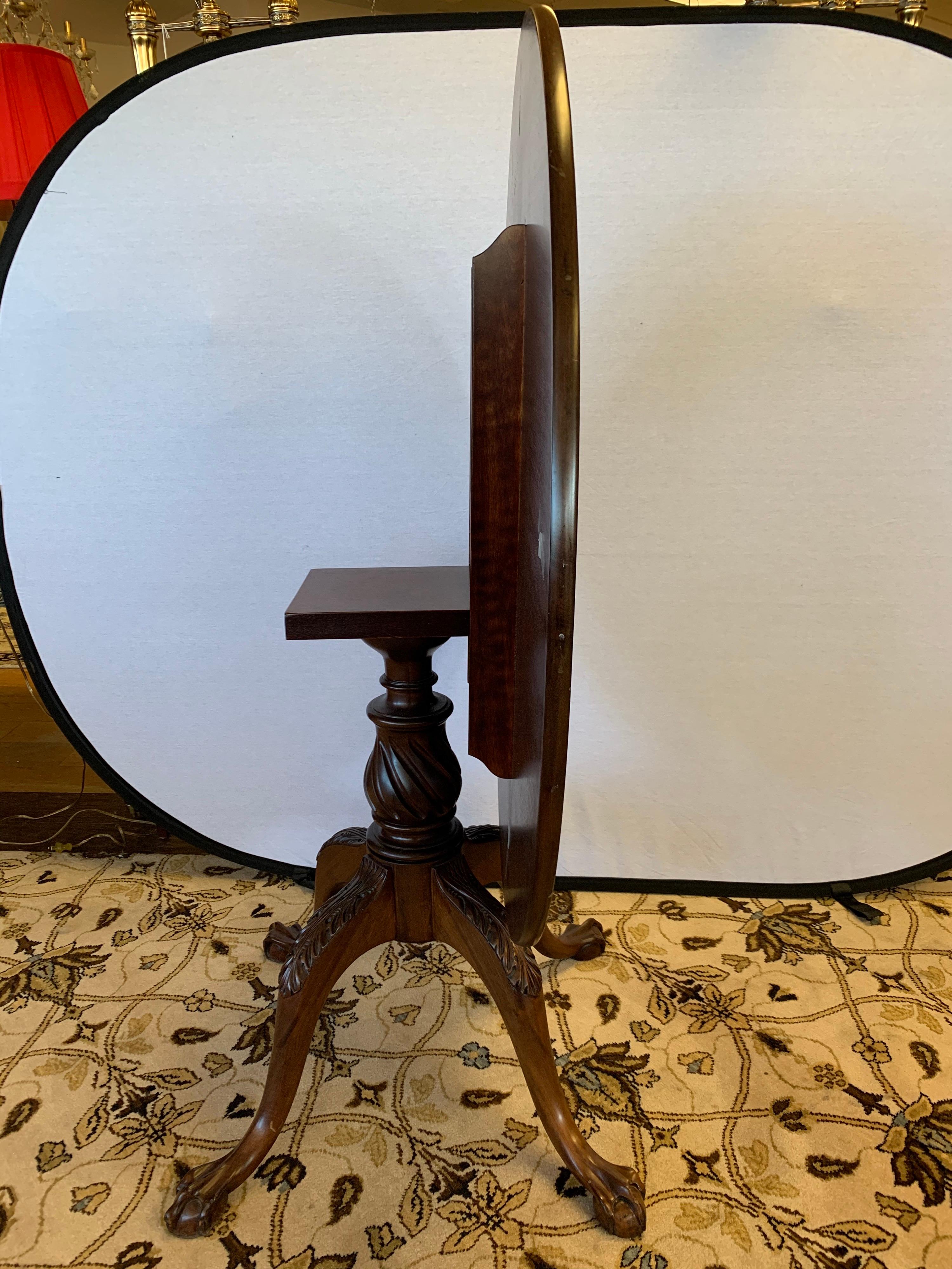 Antique Chippendale Mahogany Round Tilt-Top Dining Bistro Card Table 5