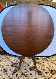 Antique Chippendale Mahogany Round Tilt-Top Dining Bistro Card Table