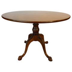 Antique Chippendale Mahogany Round Tilt-Top Dining Bistro Card Table
