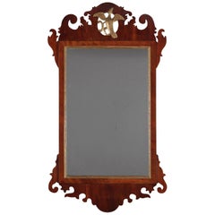 Antique Mirror da parete Chippendale in mogano a forma di rotolo e fenice dorata
