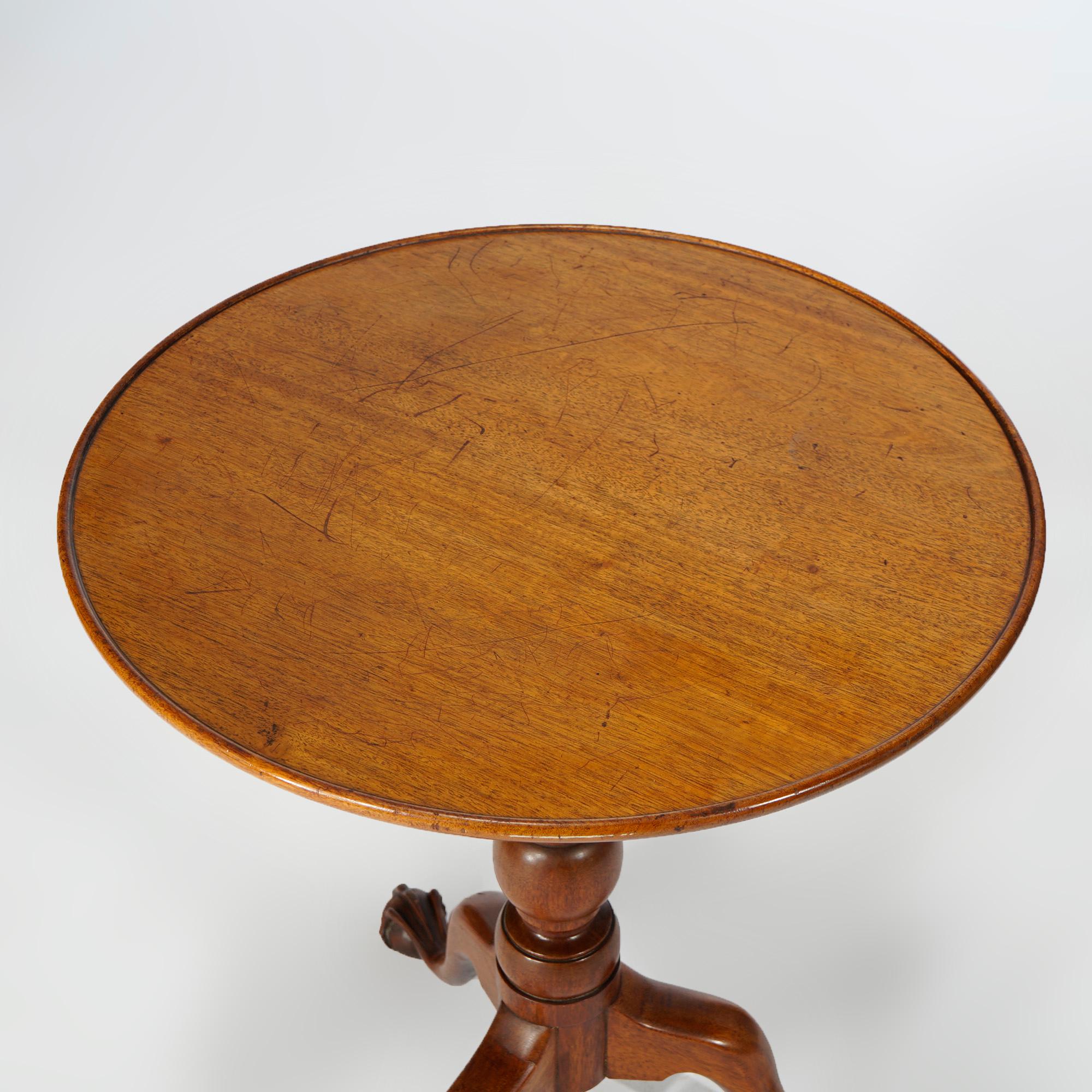 Antique Chippendale Mahogany Tilt Top Table, 18th-19th C In Good Condition In Big Flats, NY
