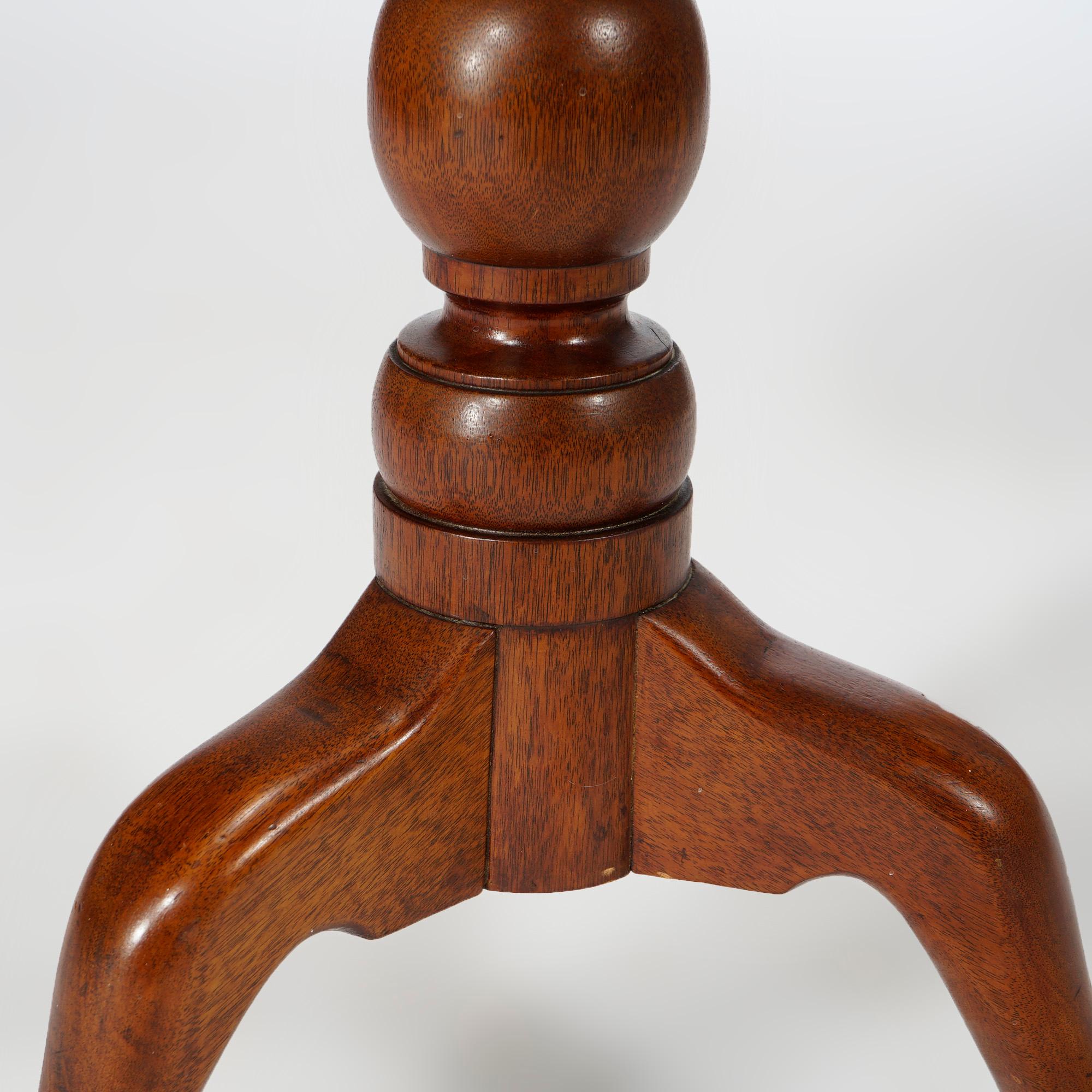 Antique Chippendale Mahogany Tilt Top Table, 18th-19th C 4