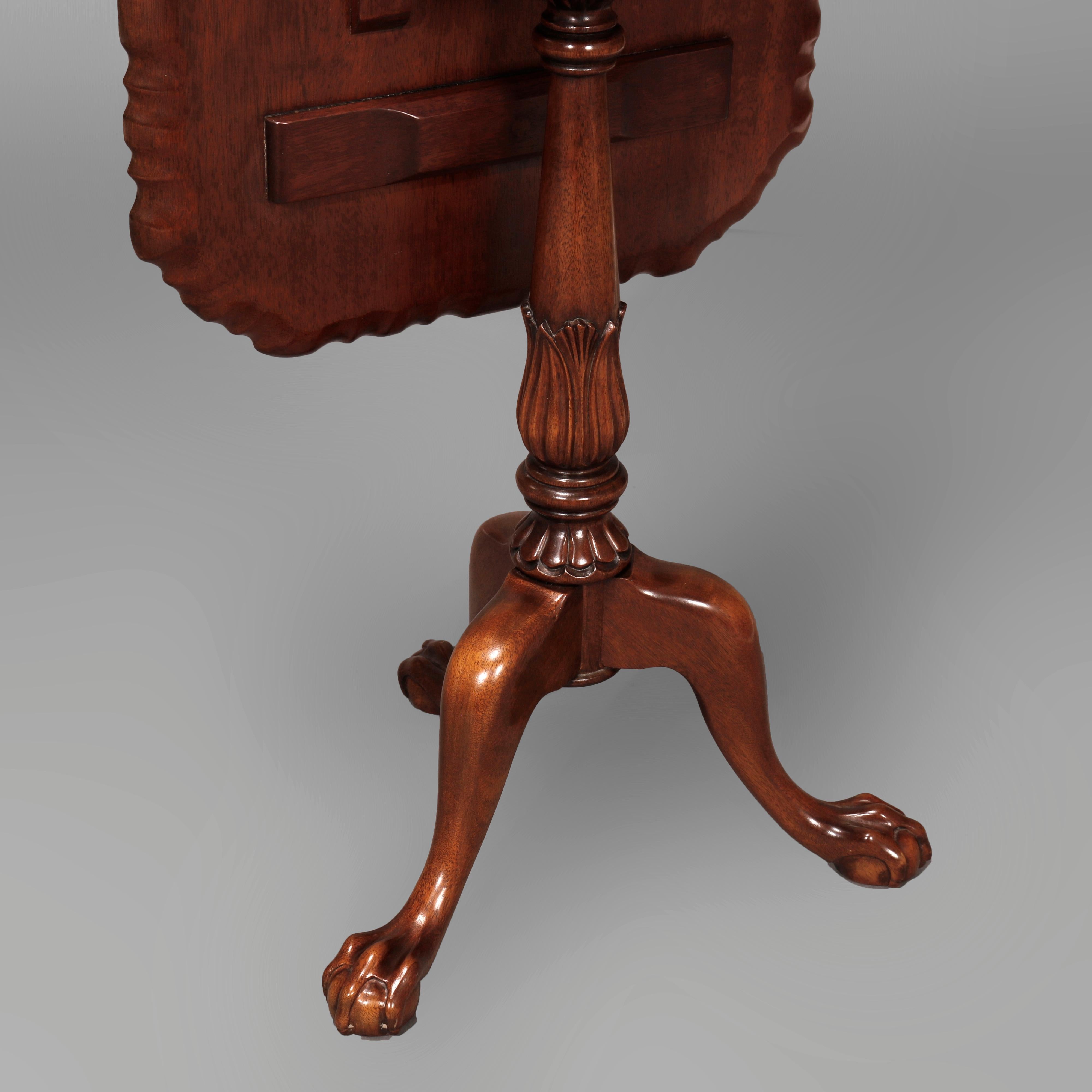 Antique Chippendale Mahogany Tilt-Top Table Circa 1930 For Sale 9