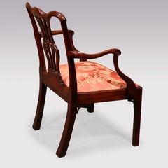 Antique Chippendale period carved mahogany armchair