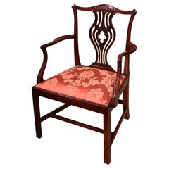 Antique Chippendale period carved mahogany armchair