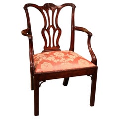 Antique Chippendale period carved mahogany armchair