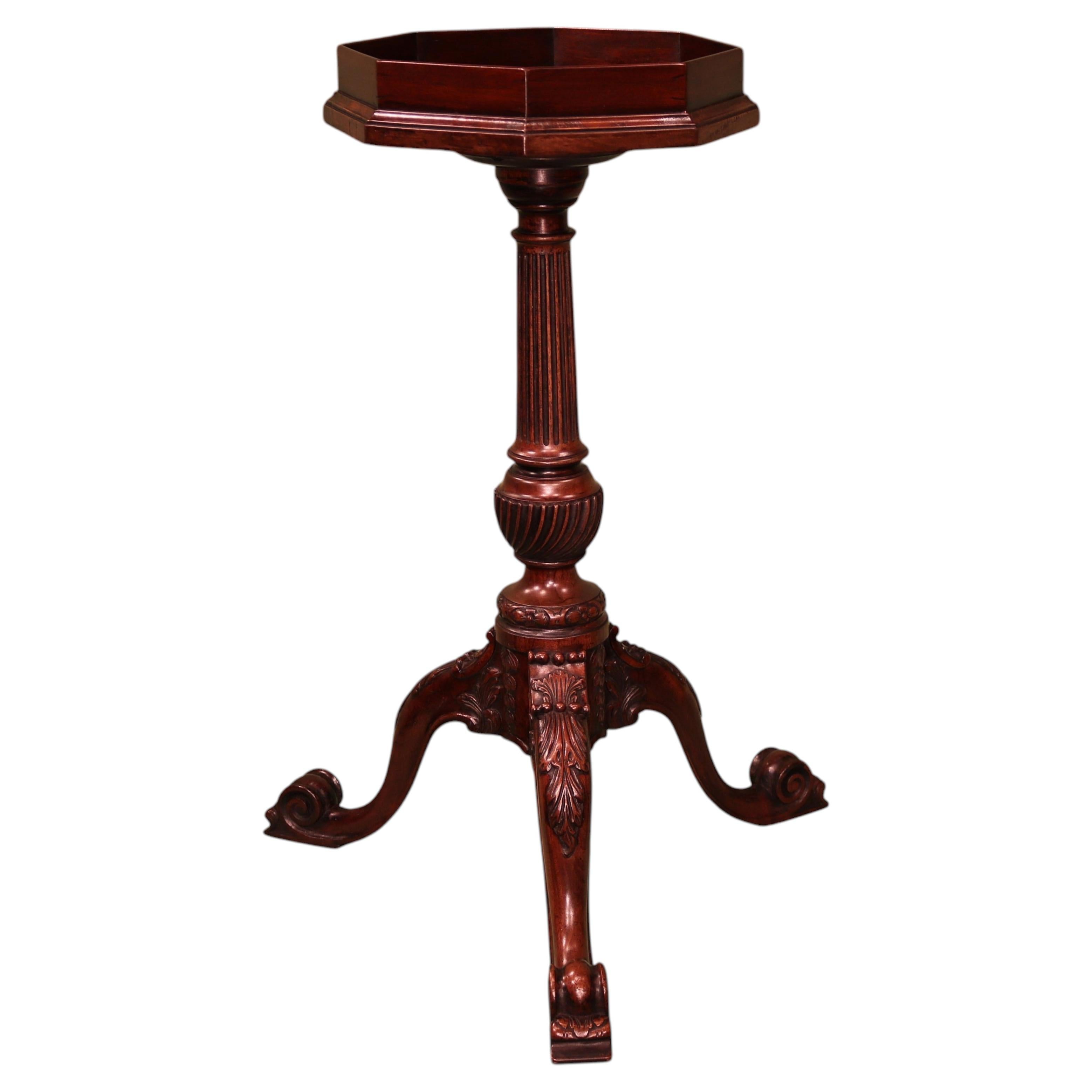 Antique Chippendale period carved mahogany kettlestand For Sale