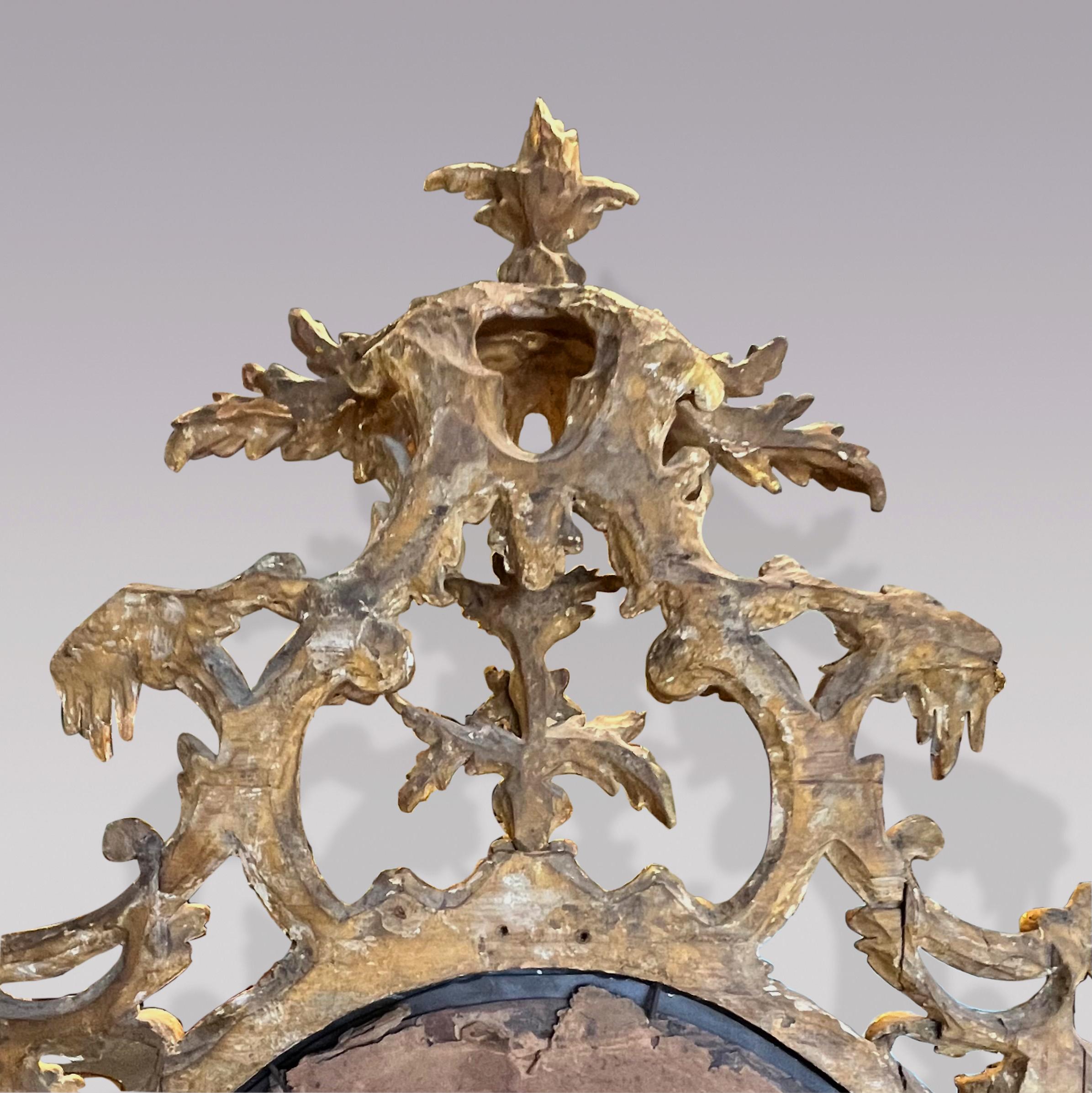 Antike Chippendale Periode vergoldet geschnitzt Wood Oval Spiegel (18. Jahrhundert) im Angebot
