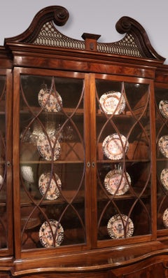 Antique Chippendale period mahogany breakfront bookcase