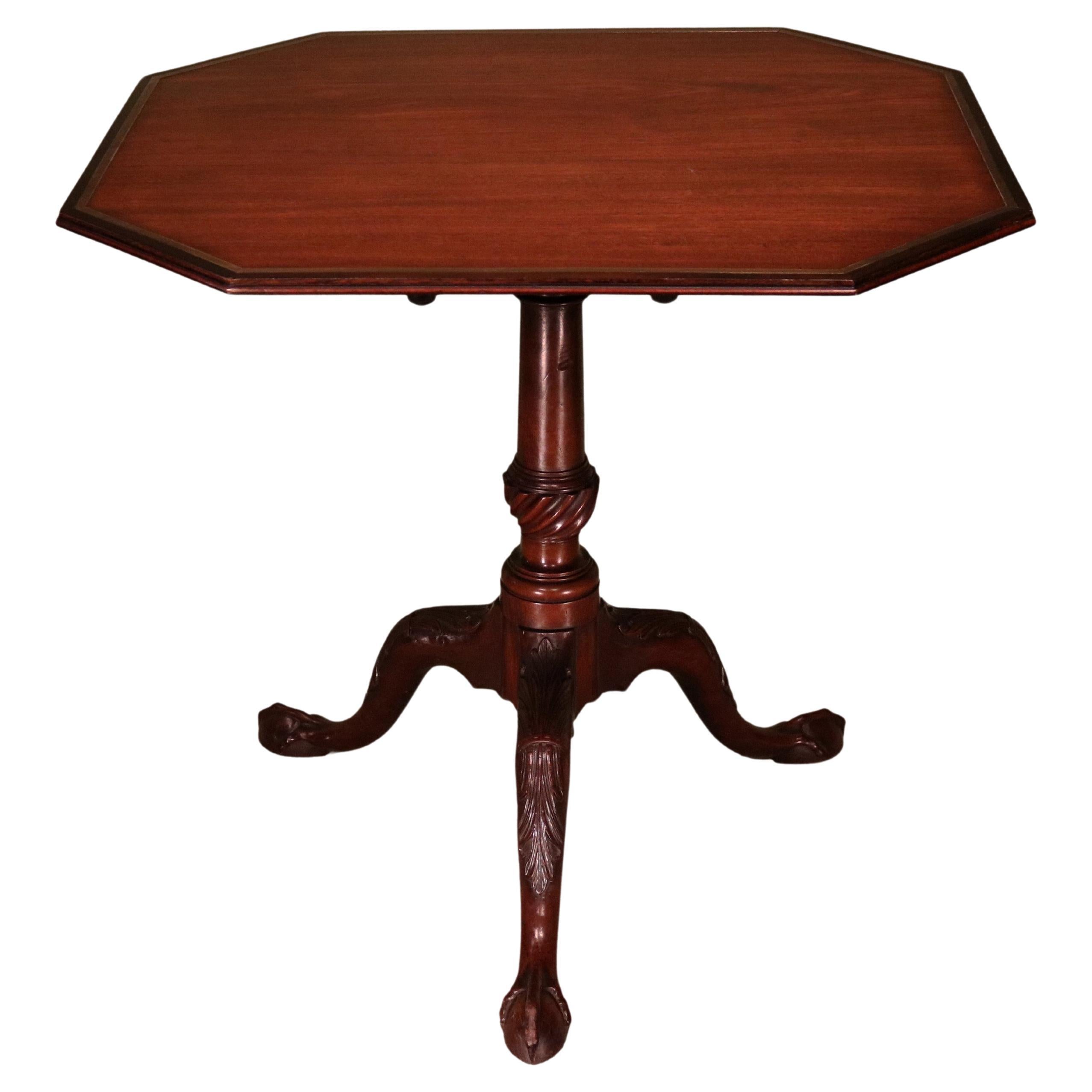 Antique Chippendale period mahogany octagonal table For Sale