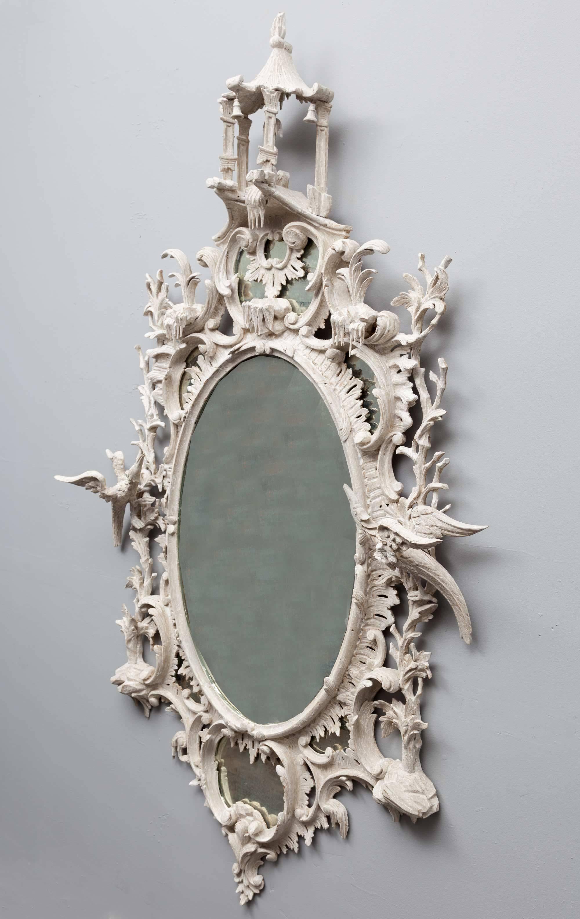 XVIIIe siècle Miroir ancien d'époque Chippendale en vente
