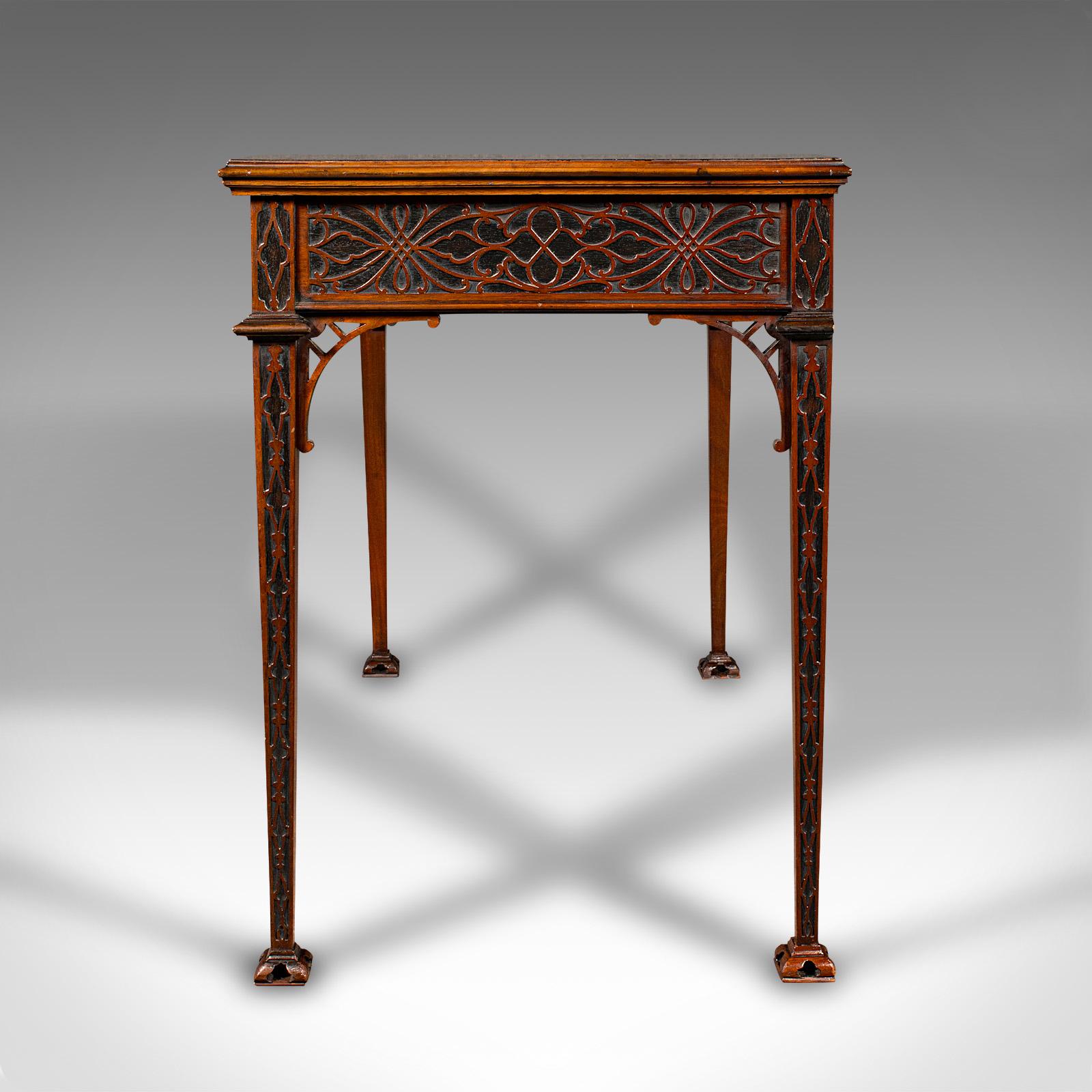 European Antique Chippendale Revival Table, English, Console, Writing, Hall, Edwardian For Sale