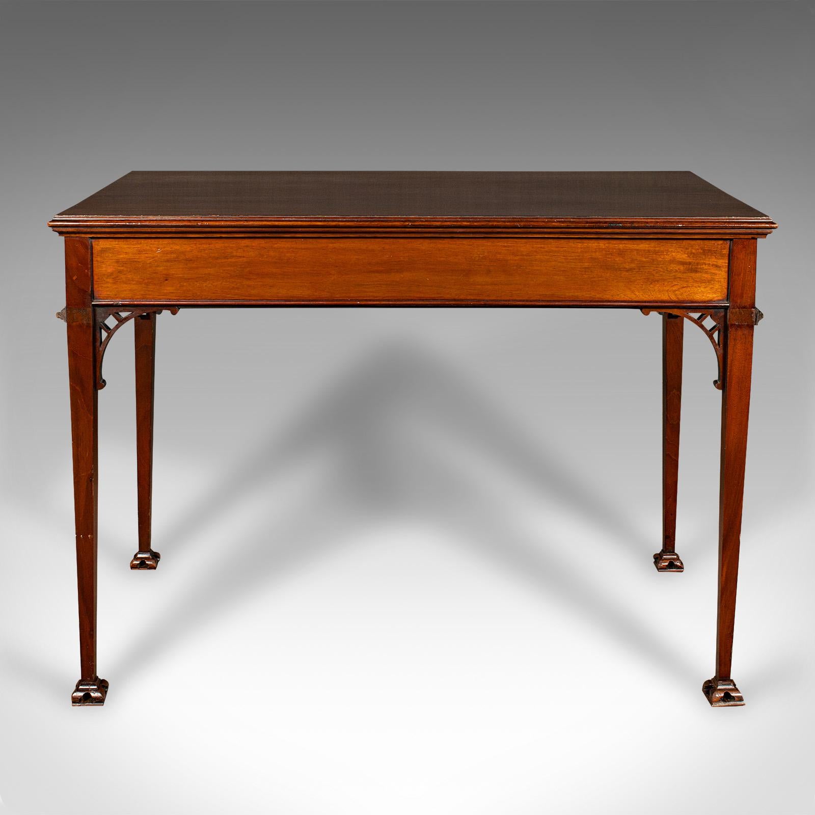 20th Century Antique Chippendale Revival Table, English, Console, Writing, Hall, Edwardian For Sale