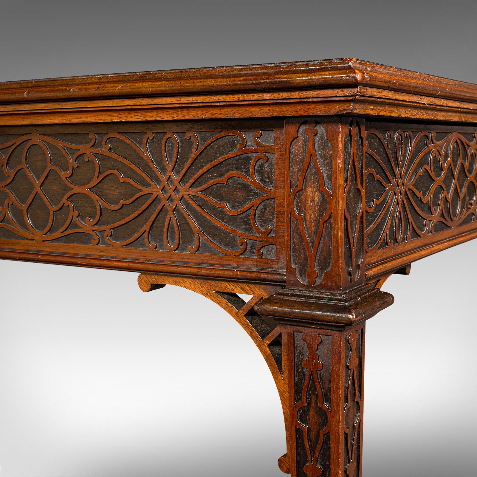 Antique Chippendale Revival Table, English, Console, Writing, Hall, Edwardian For Sale 1