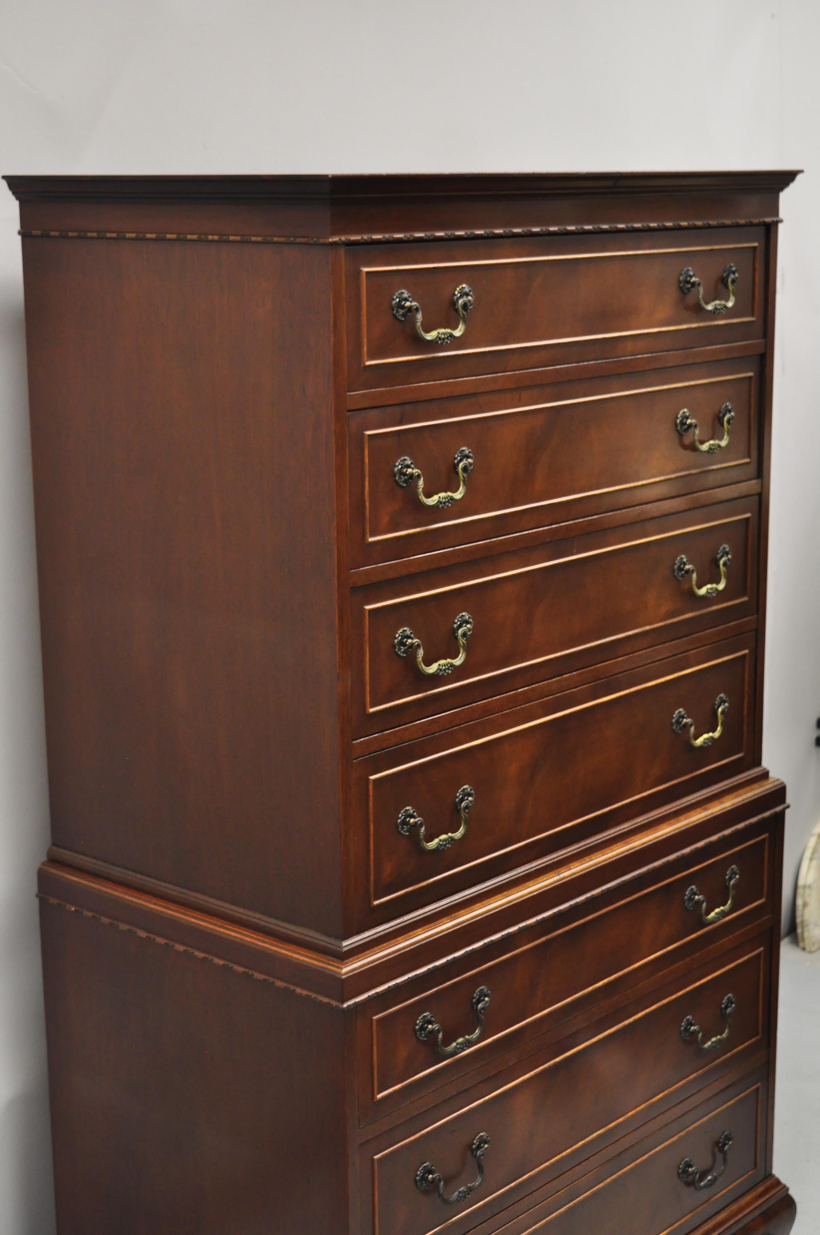 Antique Chippendale Rway Mahogany Chest on Chest 7 Drawer Tall Chest Dresser 7