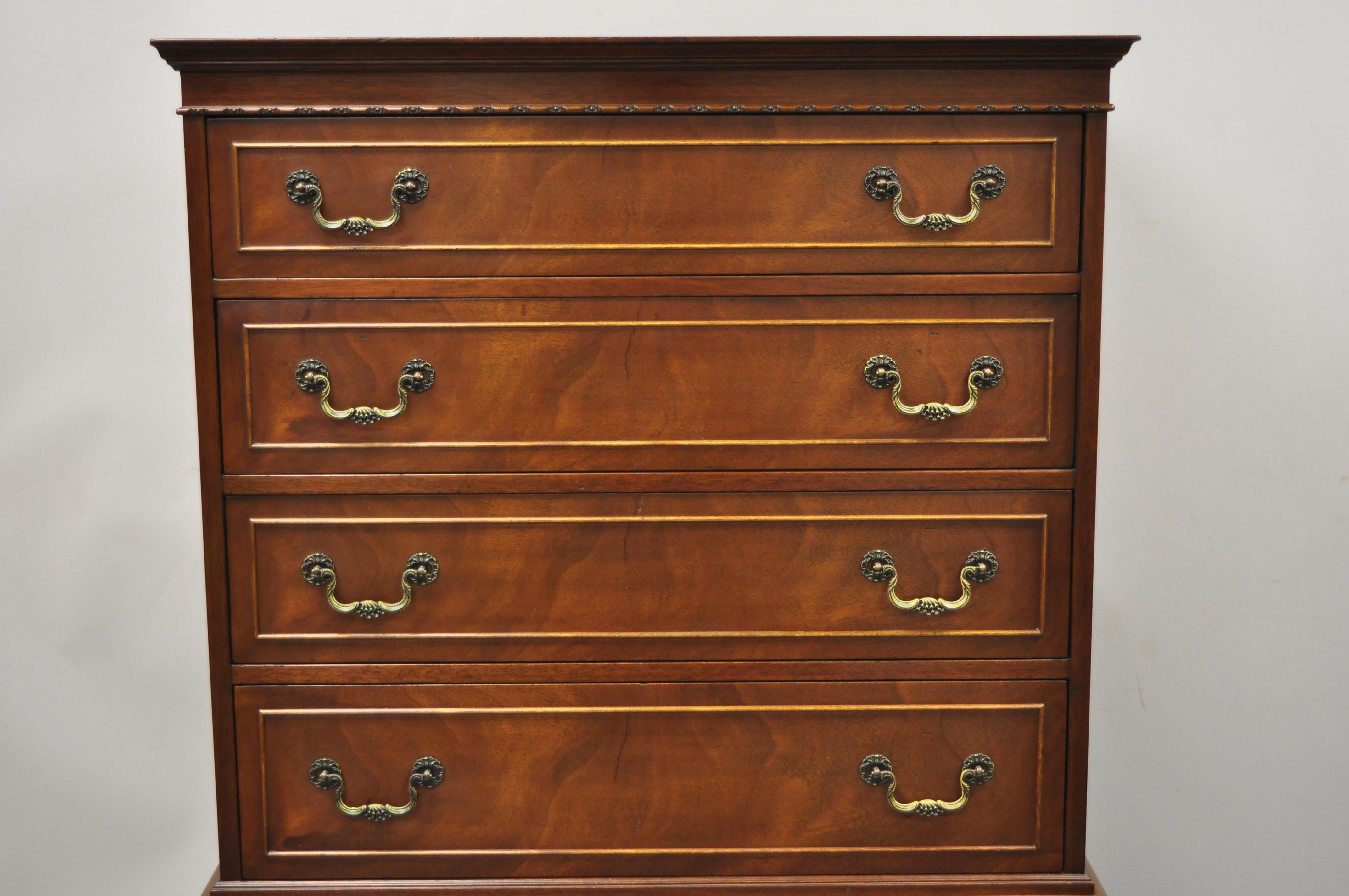 North American Antique Chippendale Rway Mahogany Chest on Chest 7 Drawer Tall Chest Dresser