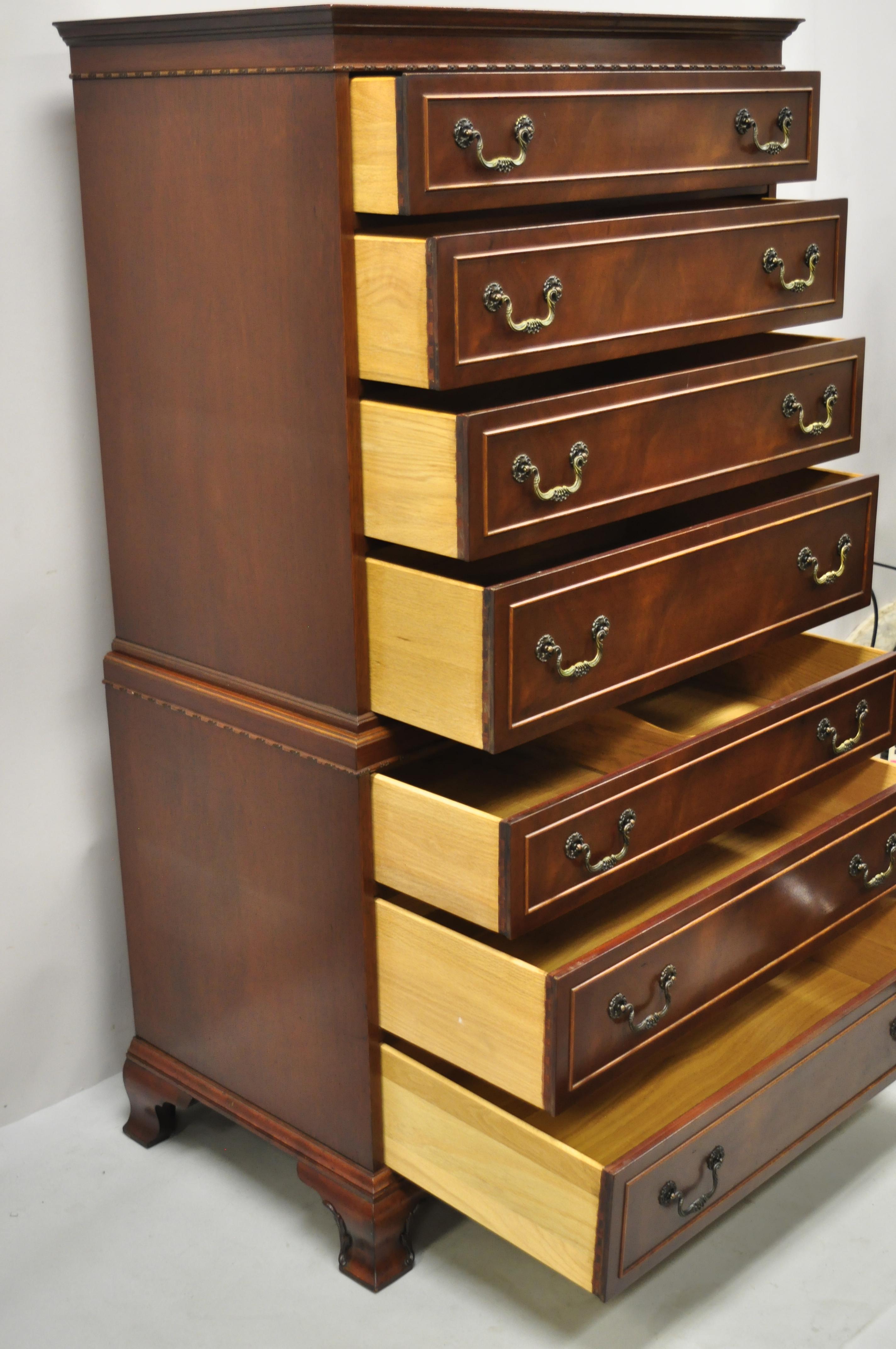 Antique Chippendale Rway Mahogany Chest on Chest 7 Drawer Tall Chest Dresser 3