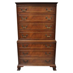 Vintage Chippendale Rway Mahogany Chest on Chest 7 Drawer Tall Chest Dresser