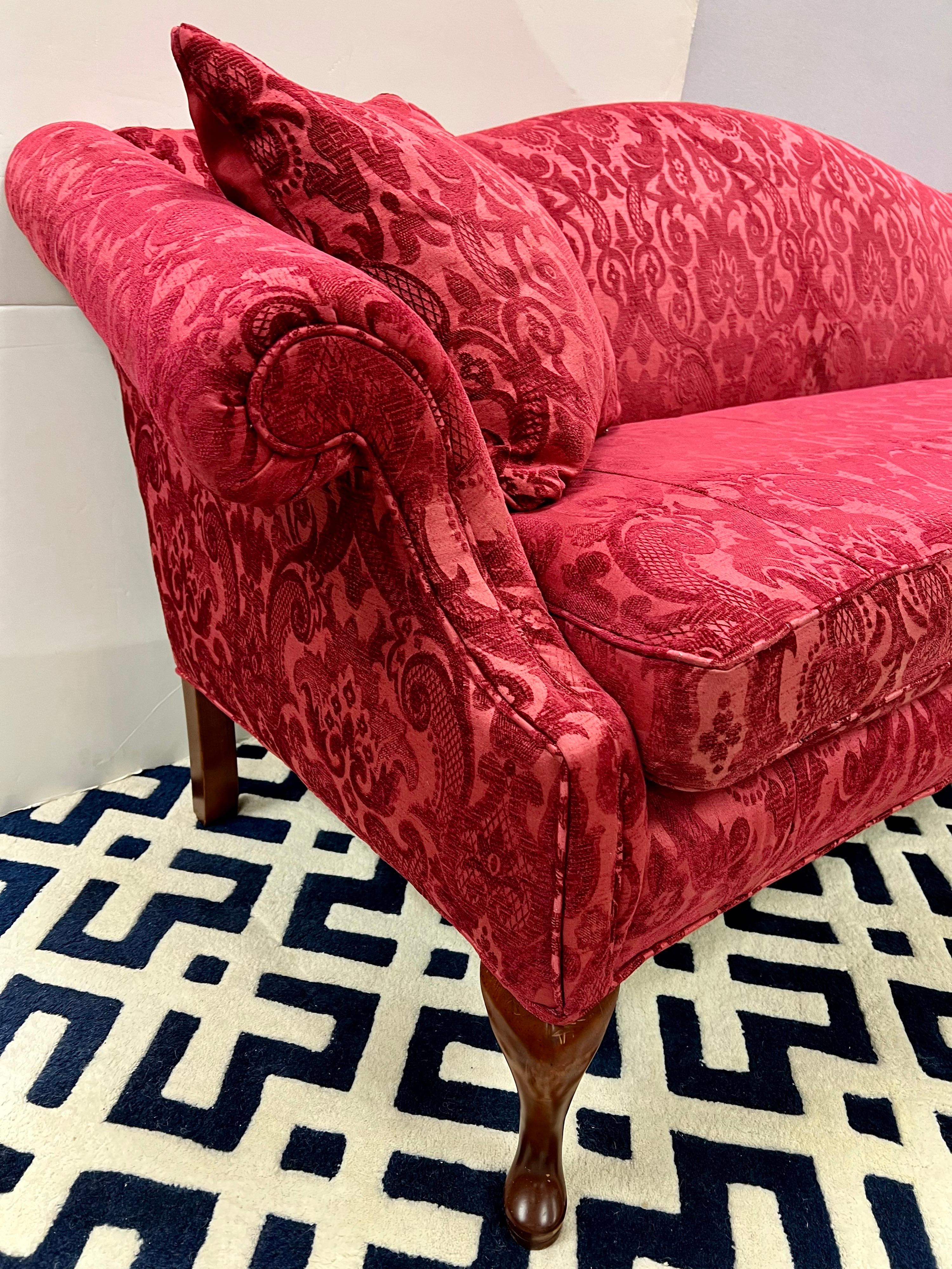 red velvet couch