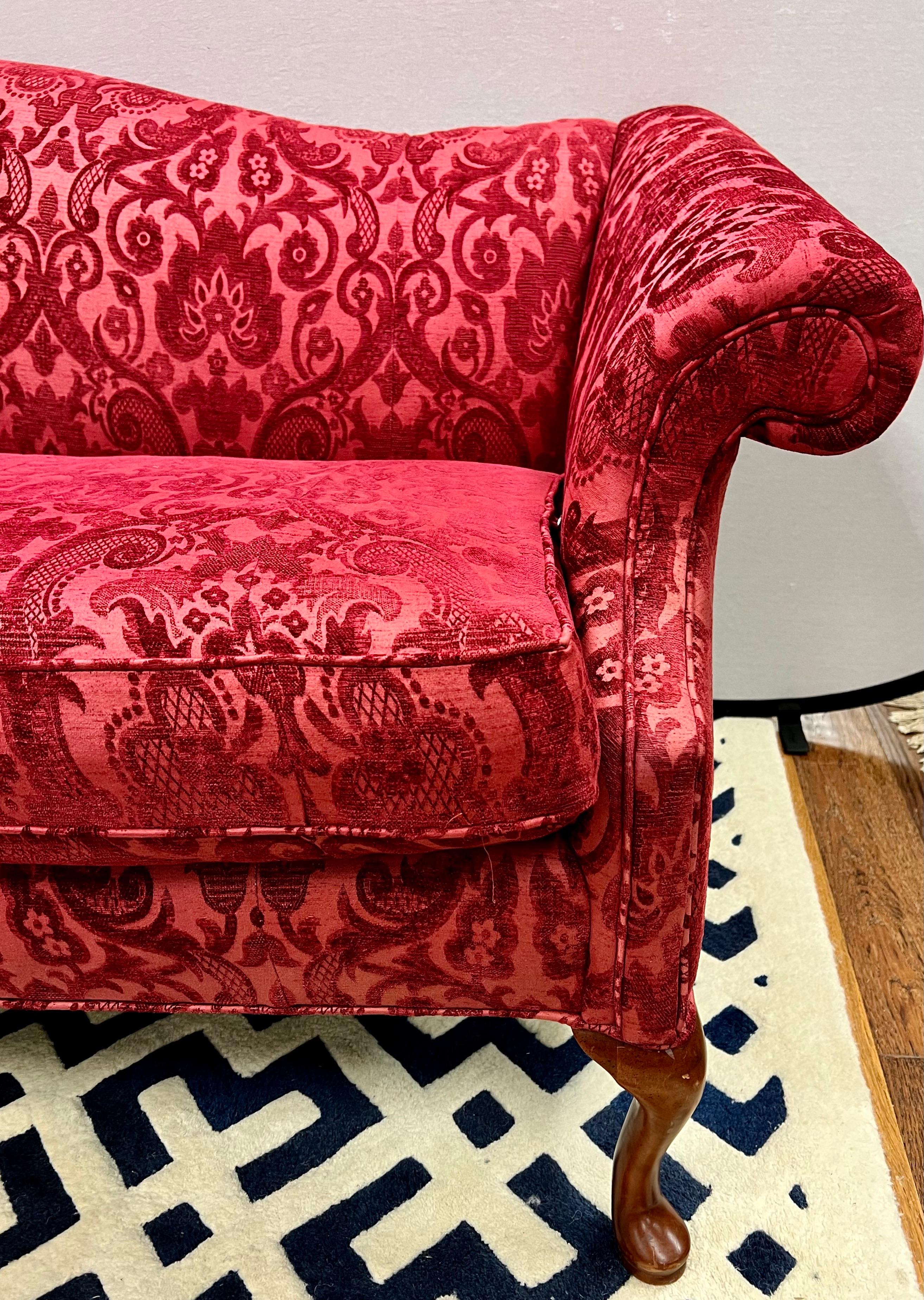 red velvet couch vintage