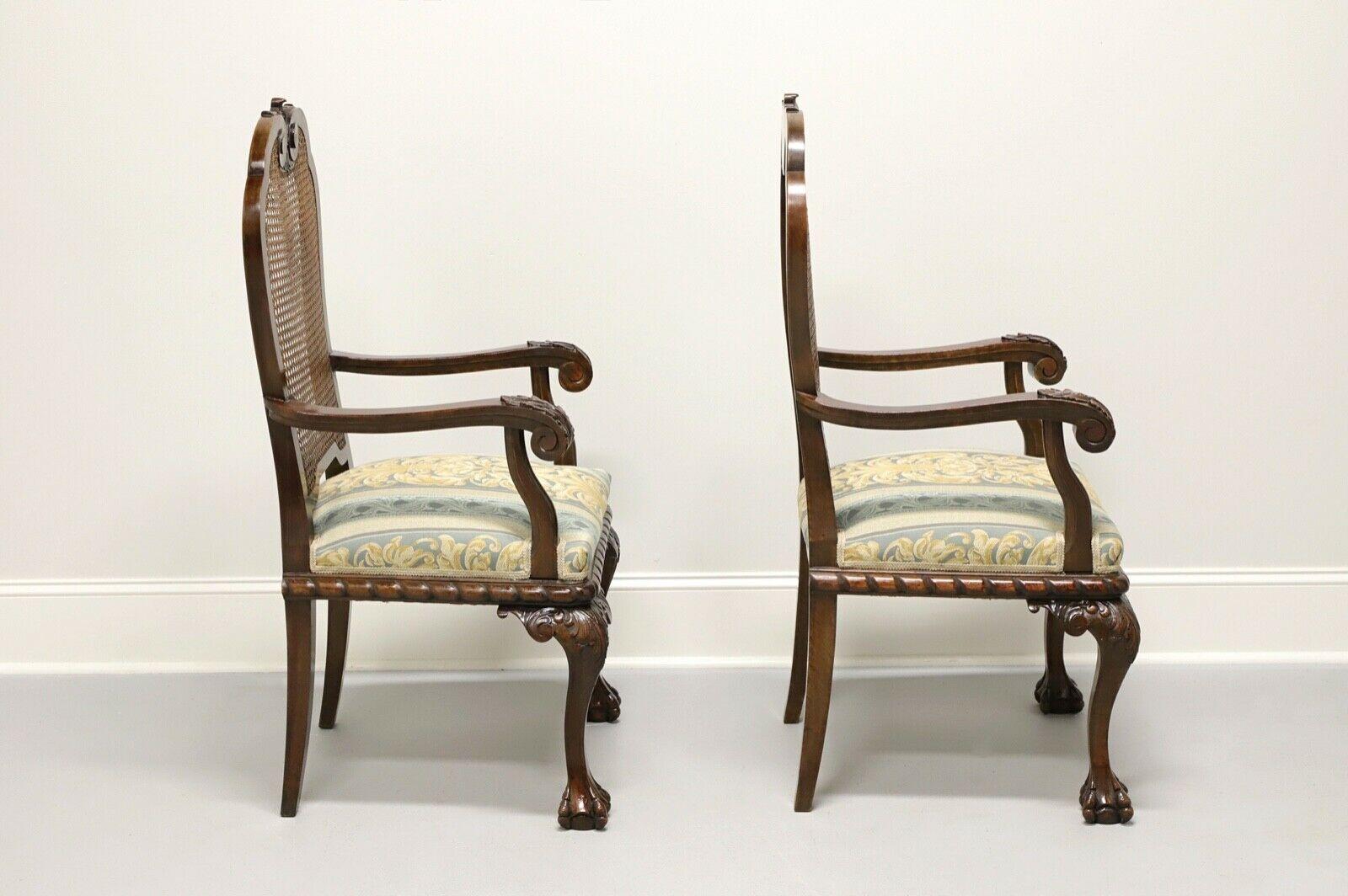 Antique Chippendale Style Carved Cane Back Open Armchairs - Pair In Good Condition In Charlotte, NC