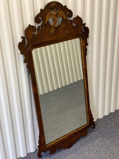 Antique Chippendale Style Carved Mahogany Mirror with Phoenix Crest