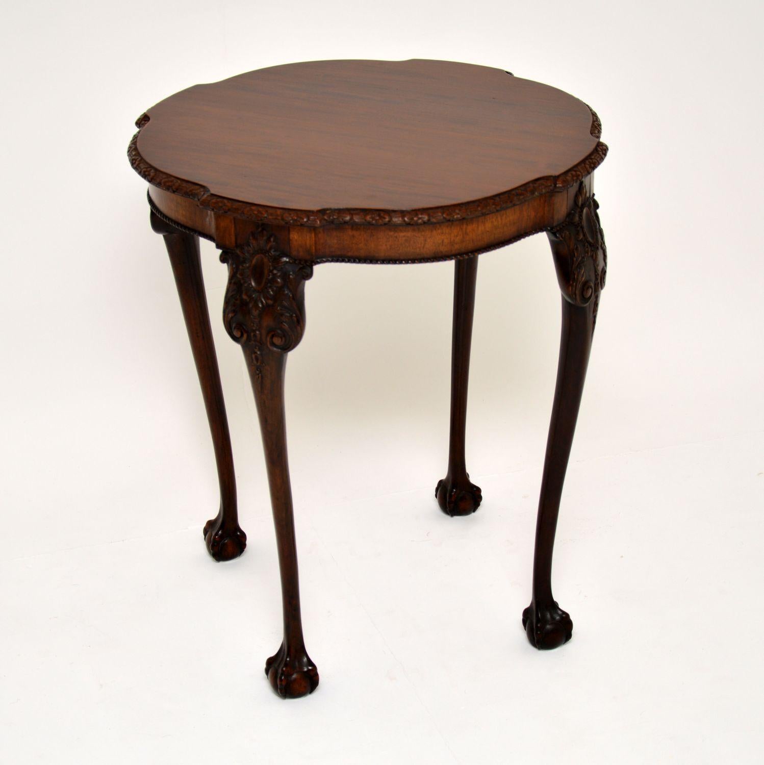 English Antique Chippendale Style Carved Mahogany Occasional Table