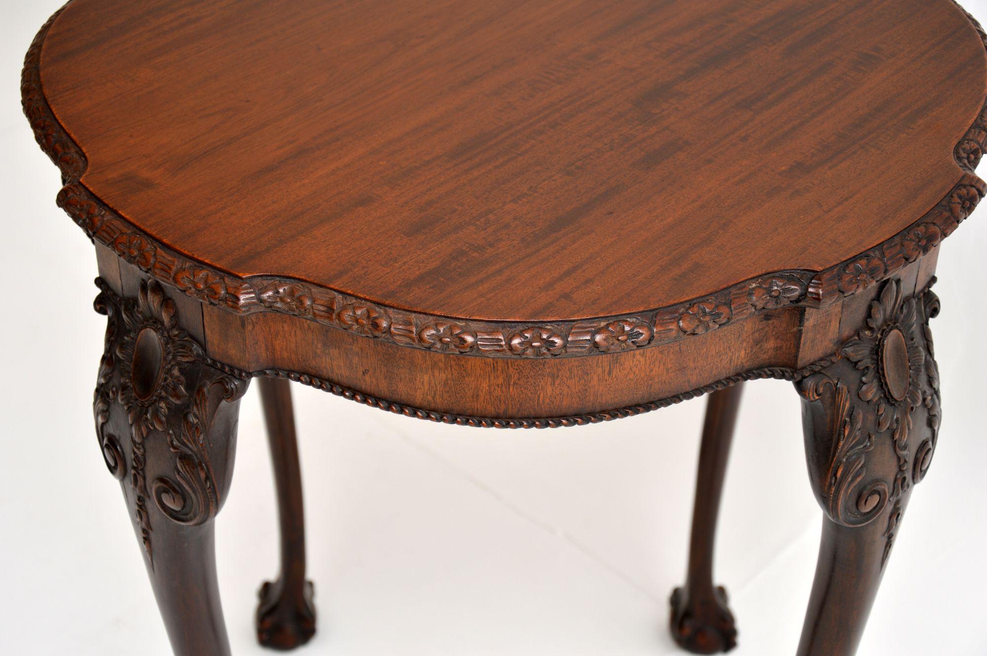 19th Century Antique Chippendale Style Carved Mahogany Occasional Table