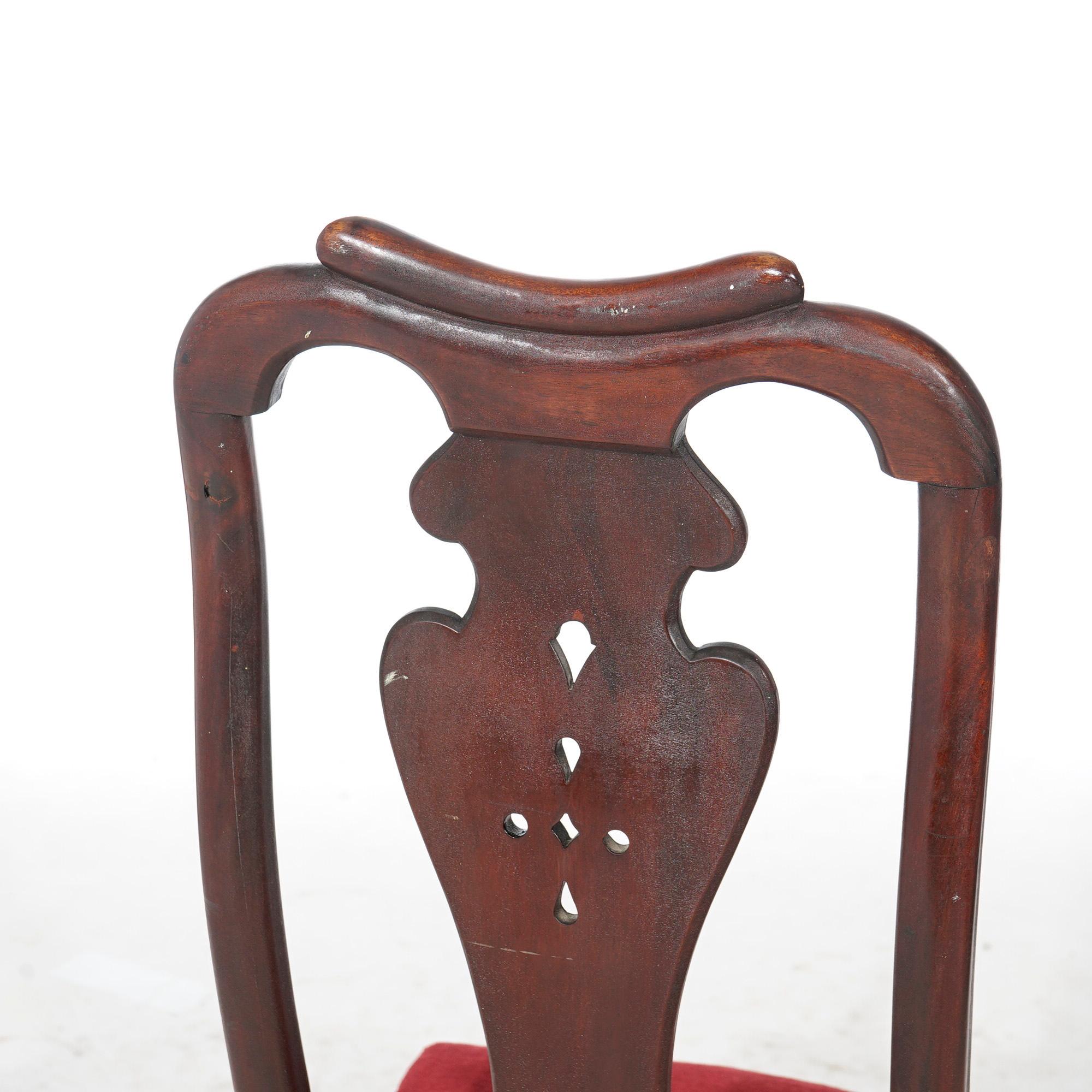 Antique Chippendale Style Carved Mahogany Tall Back Desk or Side Chair, c1890 9